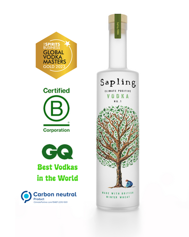 The Spirits Business Gold Medal award winning, B Corp Certified, GQ best Vodkas in the world, Climate Partner Carbon Neutral accredited, Sapling Vodka 70cl personalised bottle