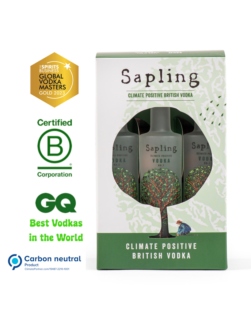 The Spirits Business Gold Medal award winning, B Corp Certified, GQ best Vodkas in the world, Climate Partner Carbon Neutral accredited, Sapling Vodka Spritz Kit